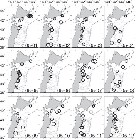 2005年の相似地震活動