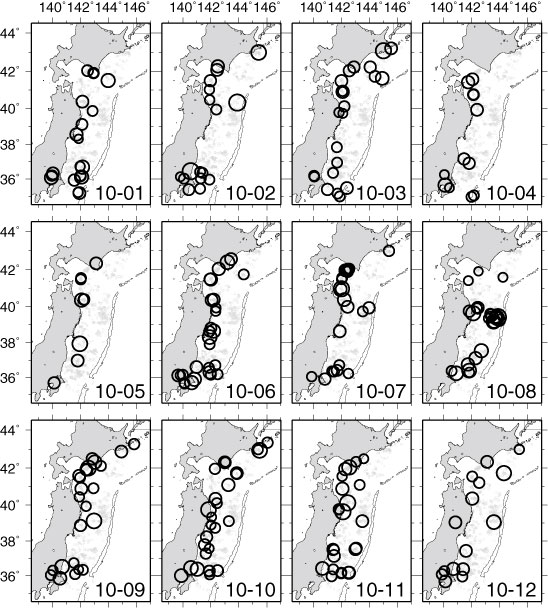 2010年の相似地震活動